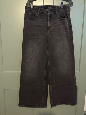Wide Leg Black Denim Jeans